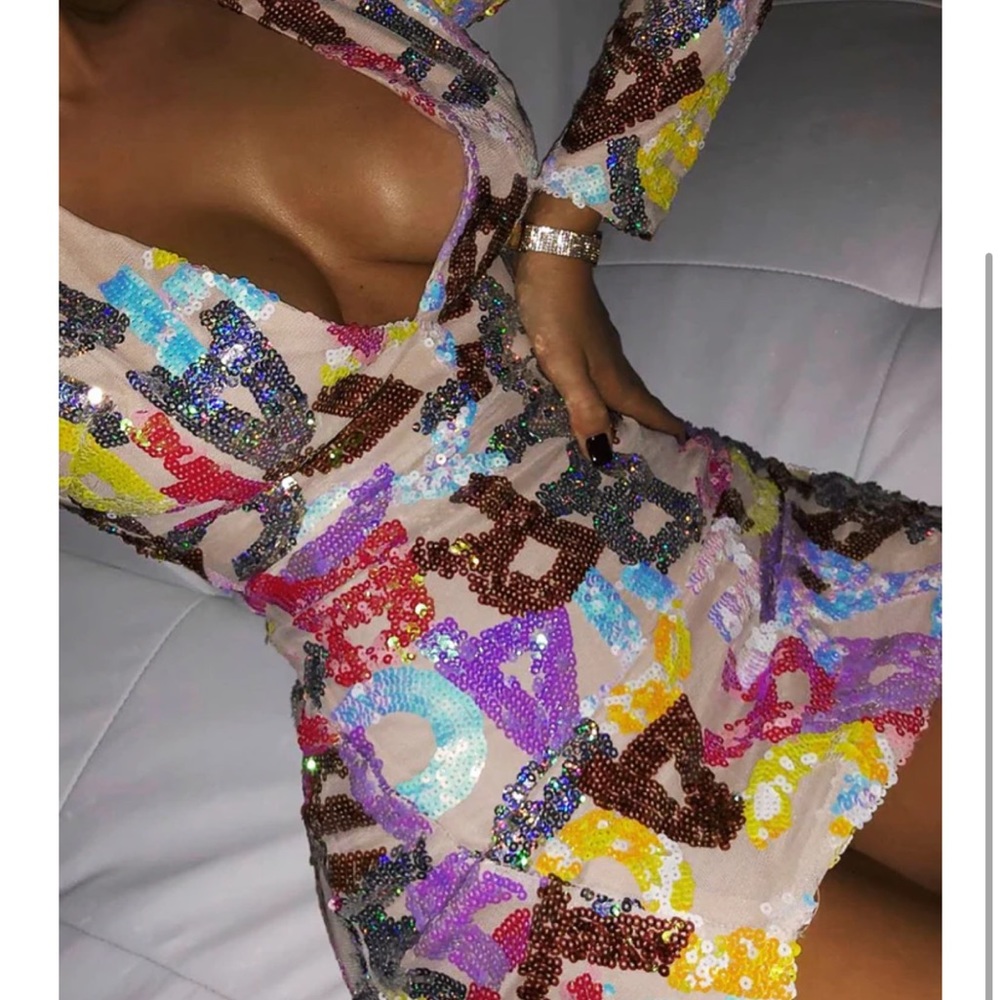 Party alphabet mini sequin dress